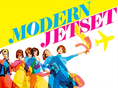 Vintage 1950s stewardesses with the Modern Jetset title